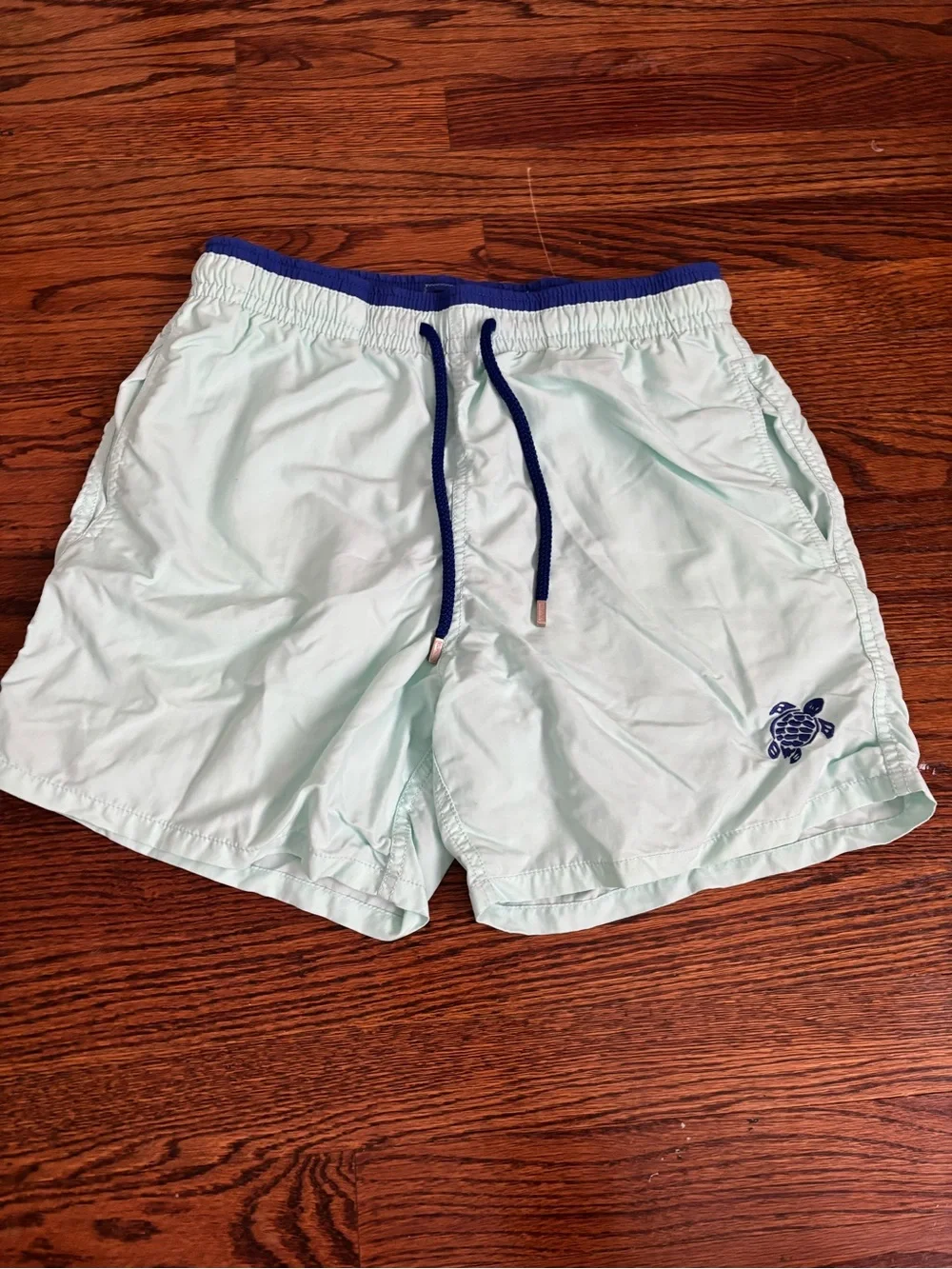 Vilebrequin Men's Mint Swim Trunks with Navy Trim Size Medium